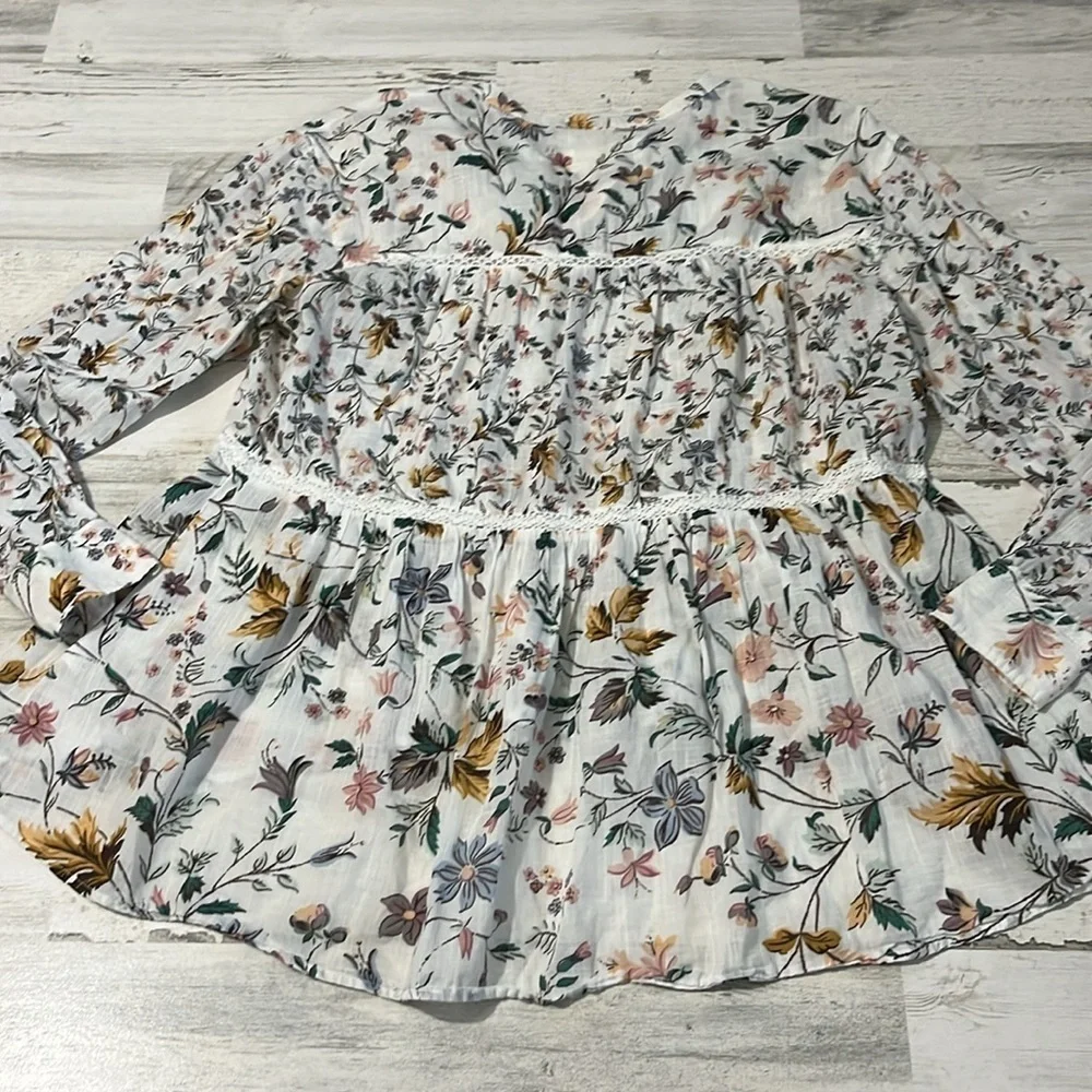 Anthropologie Genevra Lace Trim Peasant Blouse Size Small - Picture 12 of 13